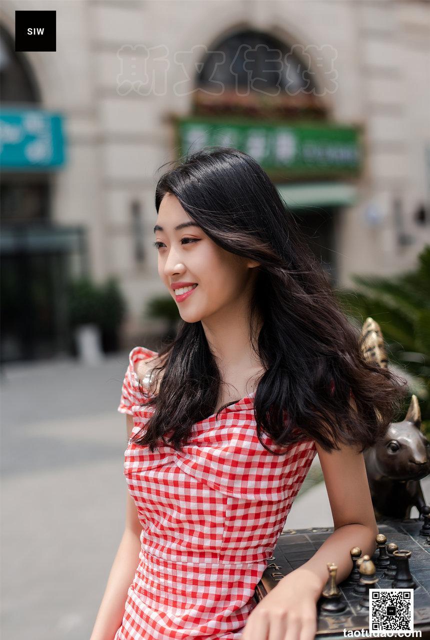 SIW斯文传媒 003 气质红白格V领时尚包臀裙 - 蓉儿 [65P-163M]