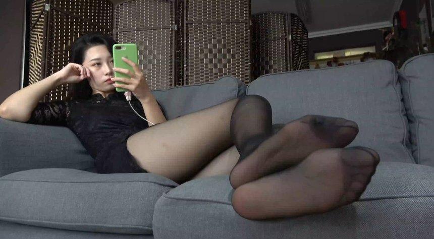 [K&M]丝足视频 No.270-陈静黑色连裤袜 [1V-778M]