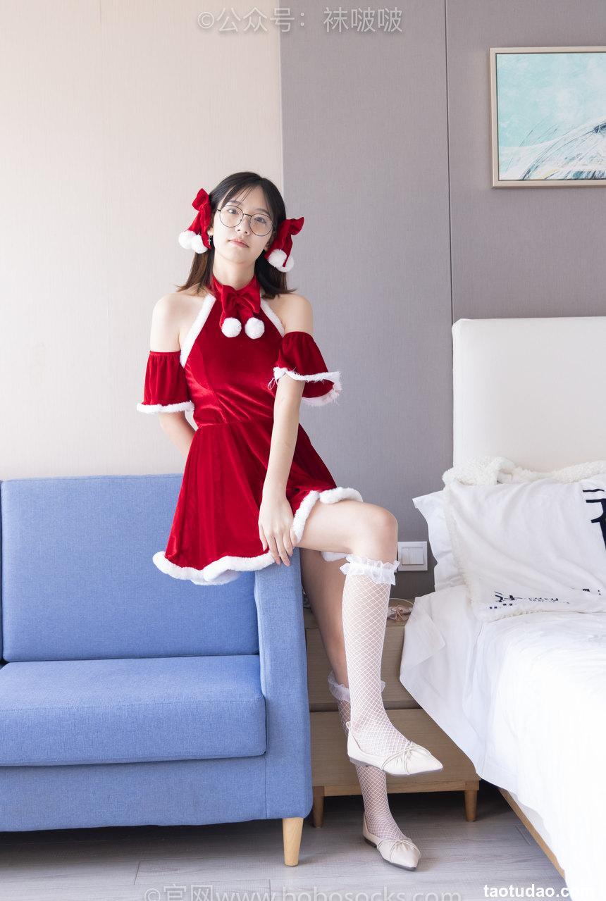 [BoBoSocks袜啵啵]NO.043 小甜豆-圣诞服、平底鞋、高跟鞋、白色渔网袜[165P+1V／8.42GB]