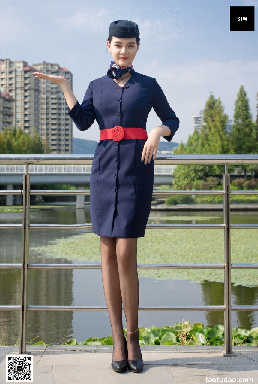 SIW斯文传媒 051 东航工装制服帽子丝巾套裙四件套 - 思琪 [67P-163M]