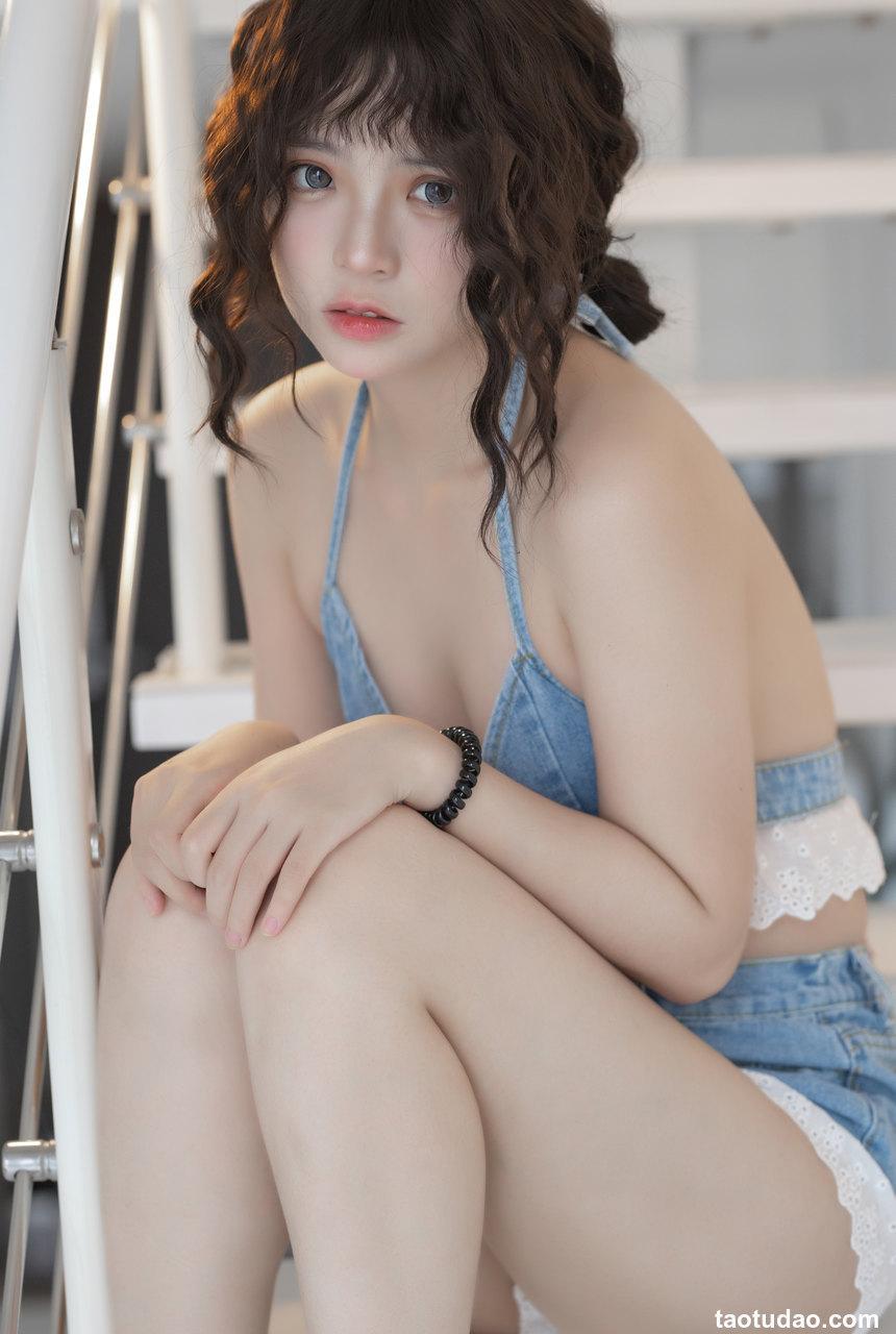 疯猫ss - NO.116 2022夏日限定A本 背带牛仔裤 [20P-368MB]