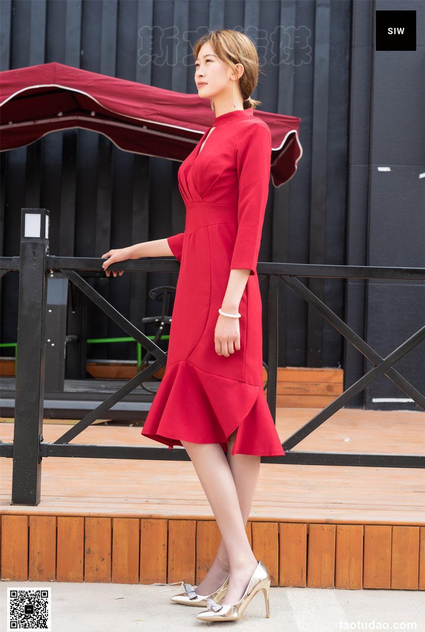 SIW斯文传媒 047 火红立领七分袖别致鱼尾裙 - 新芳 [65P-152M]