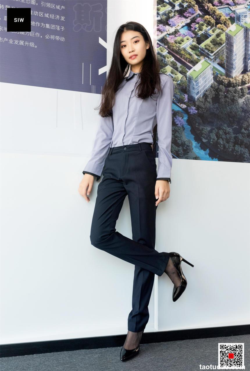 SIW斯文传媒 086 嘉慧 长袖立领茄紫色蝴蝶结淑女套裙 [69P-52M]