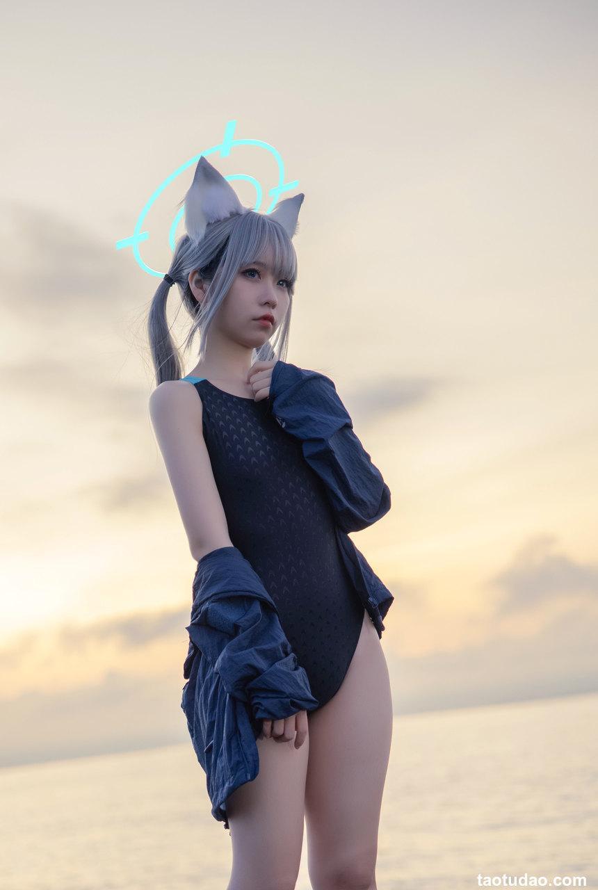 G44不会受伤 - NO.81 碧蓝档案 砂狼白子泳装 [26P-287MB]