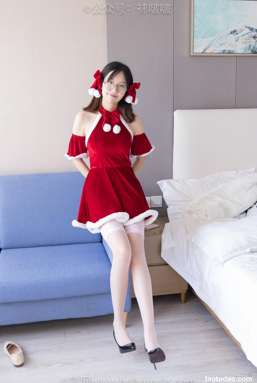 [BoBoSocks袜啵啵]NO.043 小甜豆-圣诞服、平底鞋、高跟鞋、白色渔网袜[165P+1V／8.42GB]