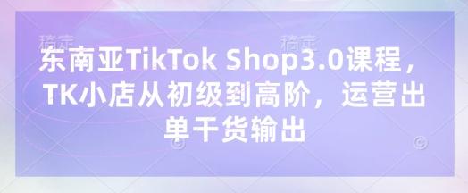 东南亚TikTok Shop3.0课TK小店​从初级到高阶