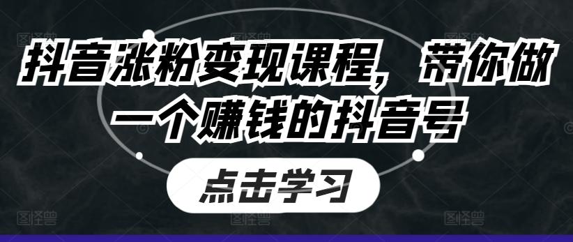 抖音涨粉变现课程带你做一个赚钱的抖音号