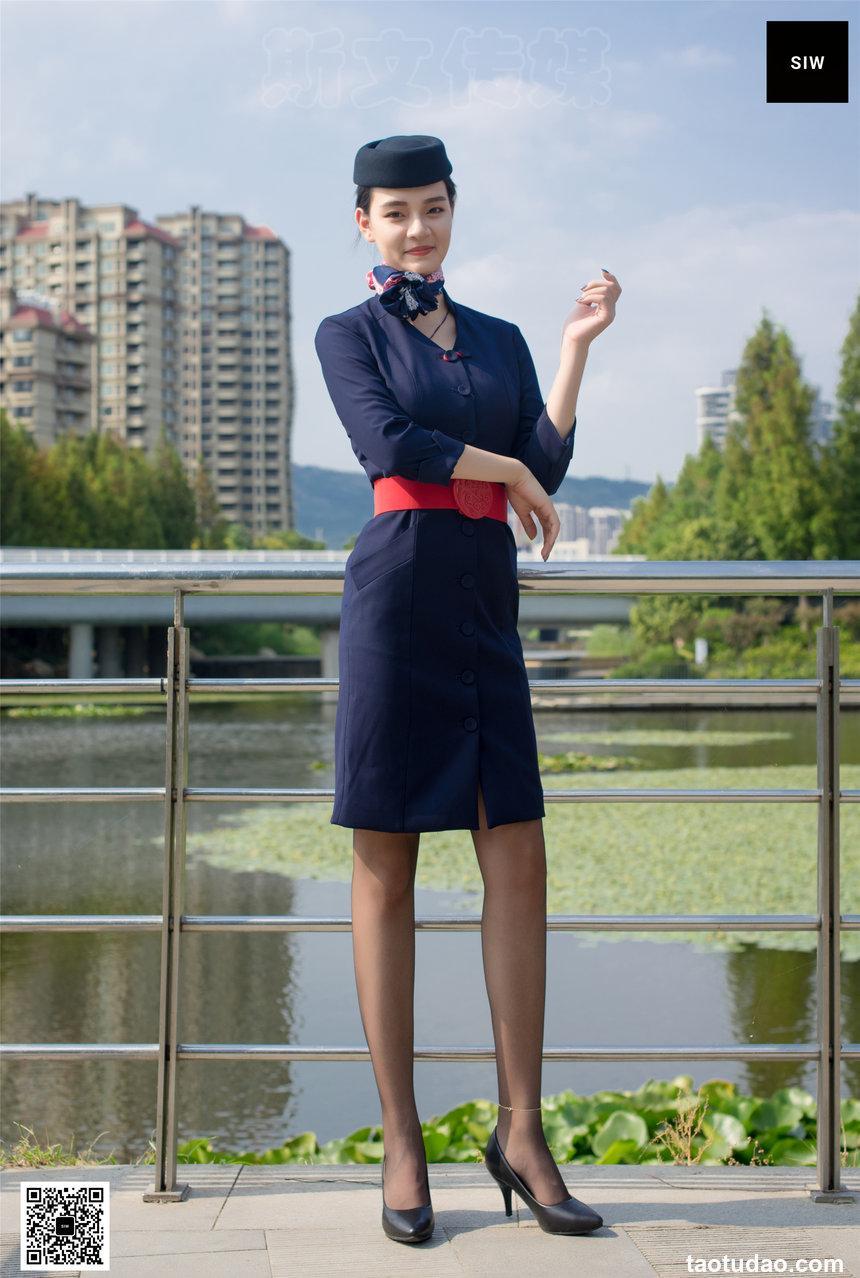 SIW斯文传媒 051 东航工装制服帽子丝巾套裙四件套 - 思琪 [67P-163M]