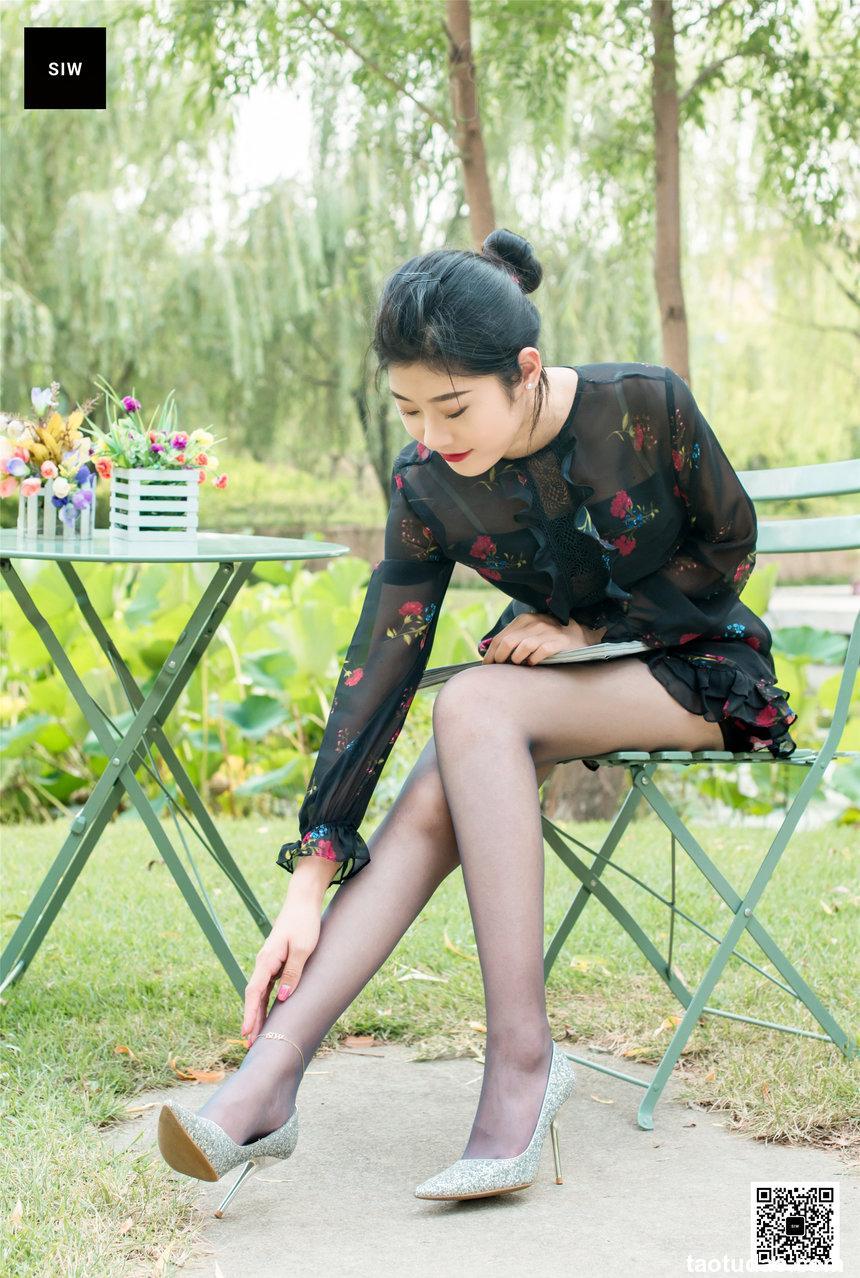 SIW斯文传媒 040 黑色网纱碎花长袖连衣裙 - 龙哥 [63P-218M]