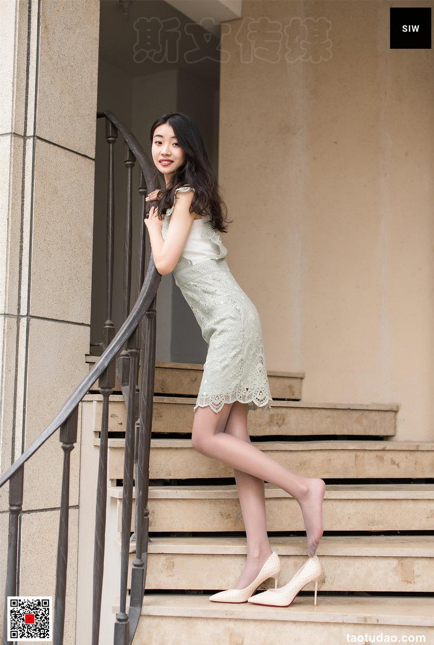 SIW斯文传媒 027 淡绿蕾丝花边短袖连衣裙 - 蓉儿 [62P-134M]