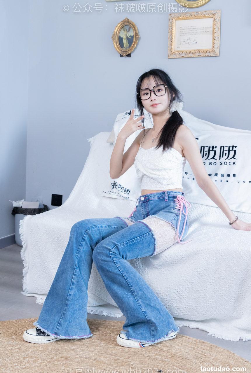 [BoBoSocks袜啵啵]NO.372 甜甜圈-板鞋、白色蕾丝袜、可拆卸牛仔裤、裤里丝[140P+1V／6.32GB]
