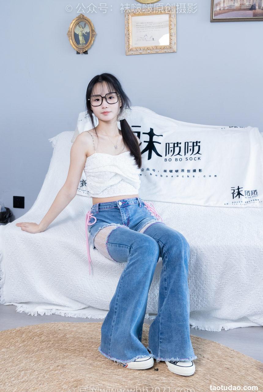 [BoBoSocks袜啵啵]NO.372 甜甜圈-板鞋、白色蕾丝袜、可拆卸牛仔裤、裤里丝[140P+1V／6.32GB]