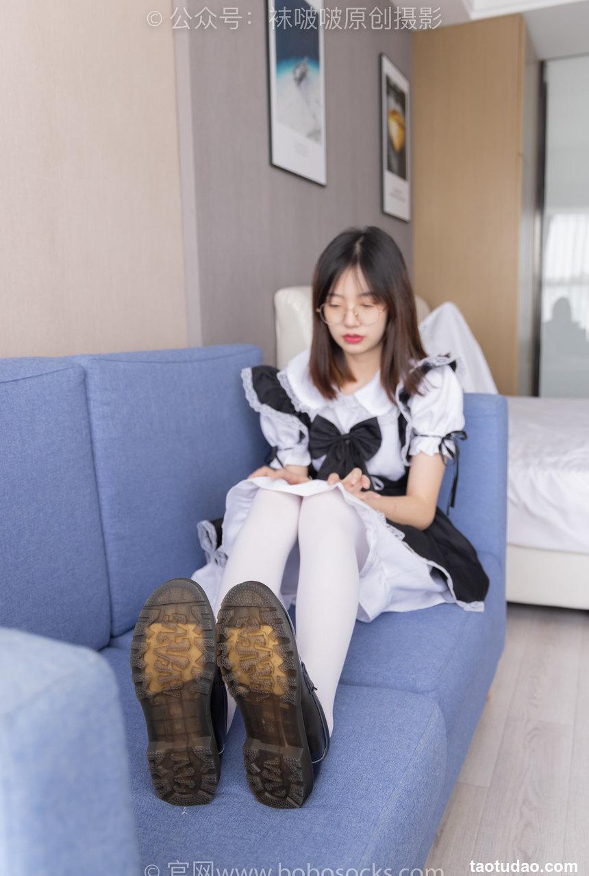 [BoBoSocks袜啵啵]NO.195 小甜豆-黑皮鞋、厚白丝、女仆装[135P+1V／5.56GB]