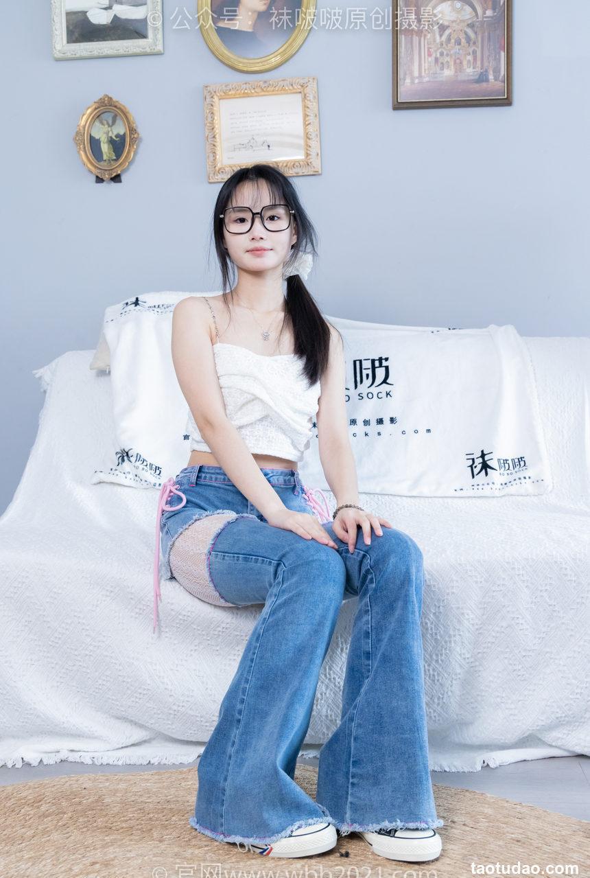 [BoBoSocks袜啵啵]NO.372 甜甜圈-板鞋、白色蕾丝袜、可拆卸牛仔裤、裤里丝[140P+1V／6.32GB]