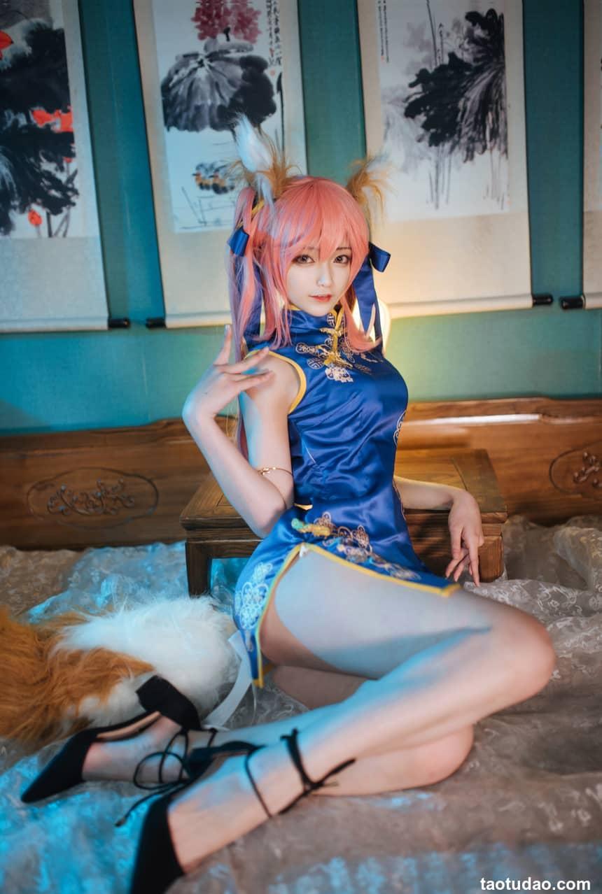 铁板烧鬼舞w -  NO.017 玉藻前旗袍蓝[12P-127.2M]