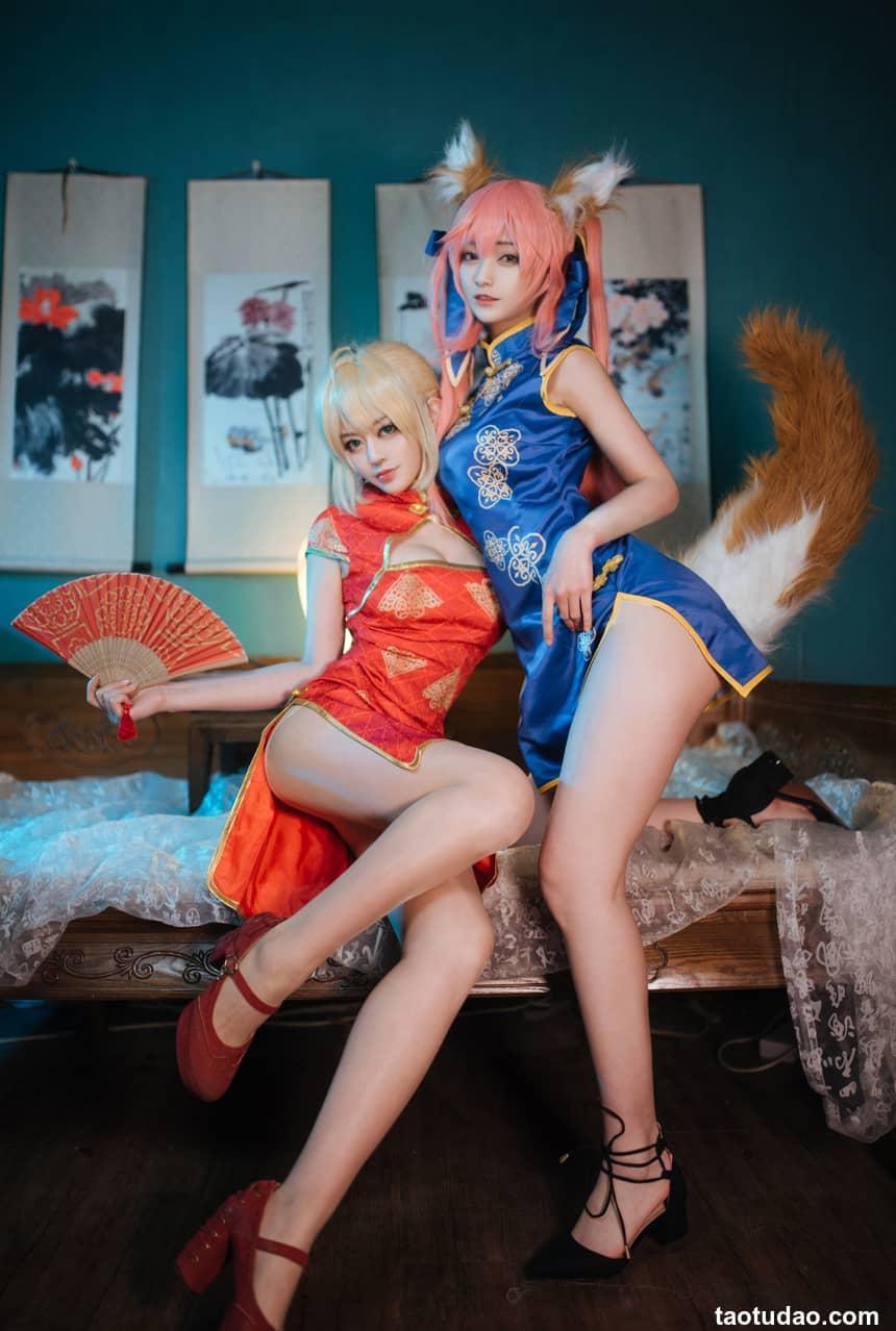 铁板烧鬼舞w -  NO.017 玉藻前旗袍蓝[12P-127.2M]