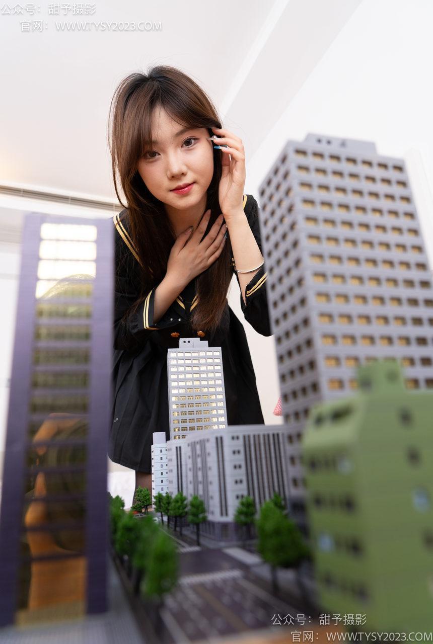 甜予摄影 NO.077 璇璇-JK制服、凉爽高跟鞋、嘿丝（脚尖透明款）、小人国剧情[128P+2V／10.6GB]