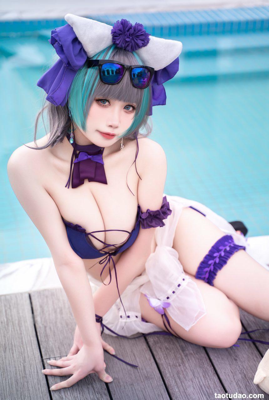 贞子蜜桃-碧蓝航线-柴郡泳装[60P+1V-1.19G]