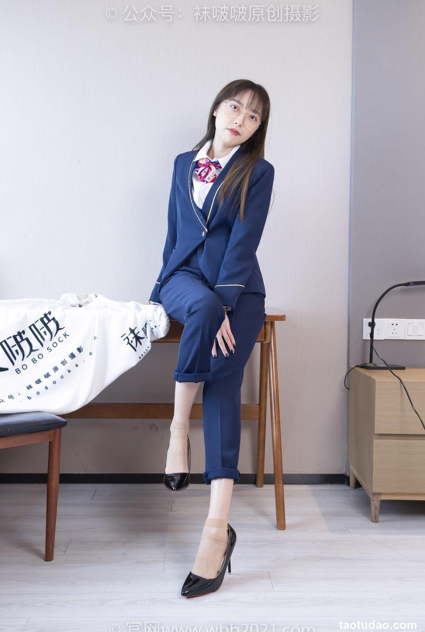 [BoBoSocks袜啵啵]NO.509 稚予-高跟鞋、短肉丝、黑色美甲、银行制服、半脱袜子[150P+1V／5.51GB]