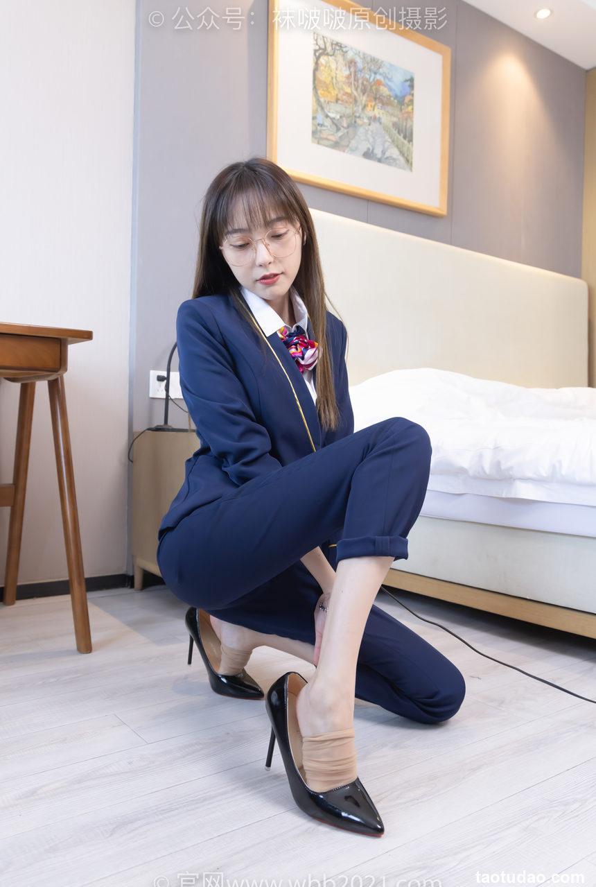 [BoBoSocks袜啵啵]NO.509 稚予-高跟鞋、短肉丝、黑色美甲、银行制服、半脱袜子[150P+1V／5.51GB]