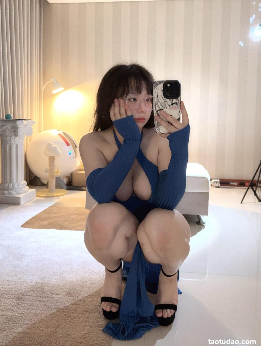 皮皮奶可可爱了啦 – 蓝色旗袍[17P+1V-58.4M]